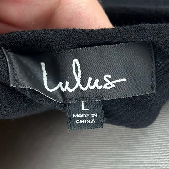 NEW Lulus Afterglow Strappy Cold Shoulder Shift Dress Women‎ Large Black Mini - Picture 15 of 15